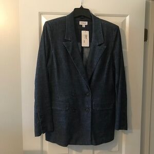 Evereve Alexa Blazer Stargazer Blue Denim Double Breasted Size M New w/tags